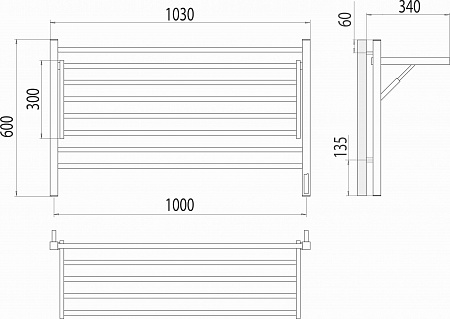 Горизонт П8 1000х600 электро КС ЧЕРНЫЙ МУАР (sensor quick touch) Полотенцесушитель TERMINUS Каменск-Уральский - фото 5